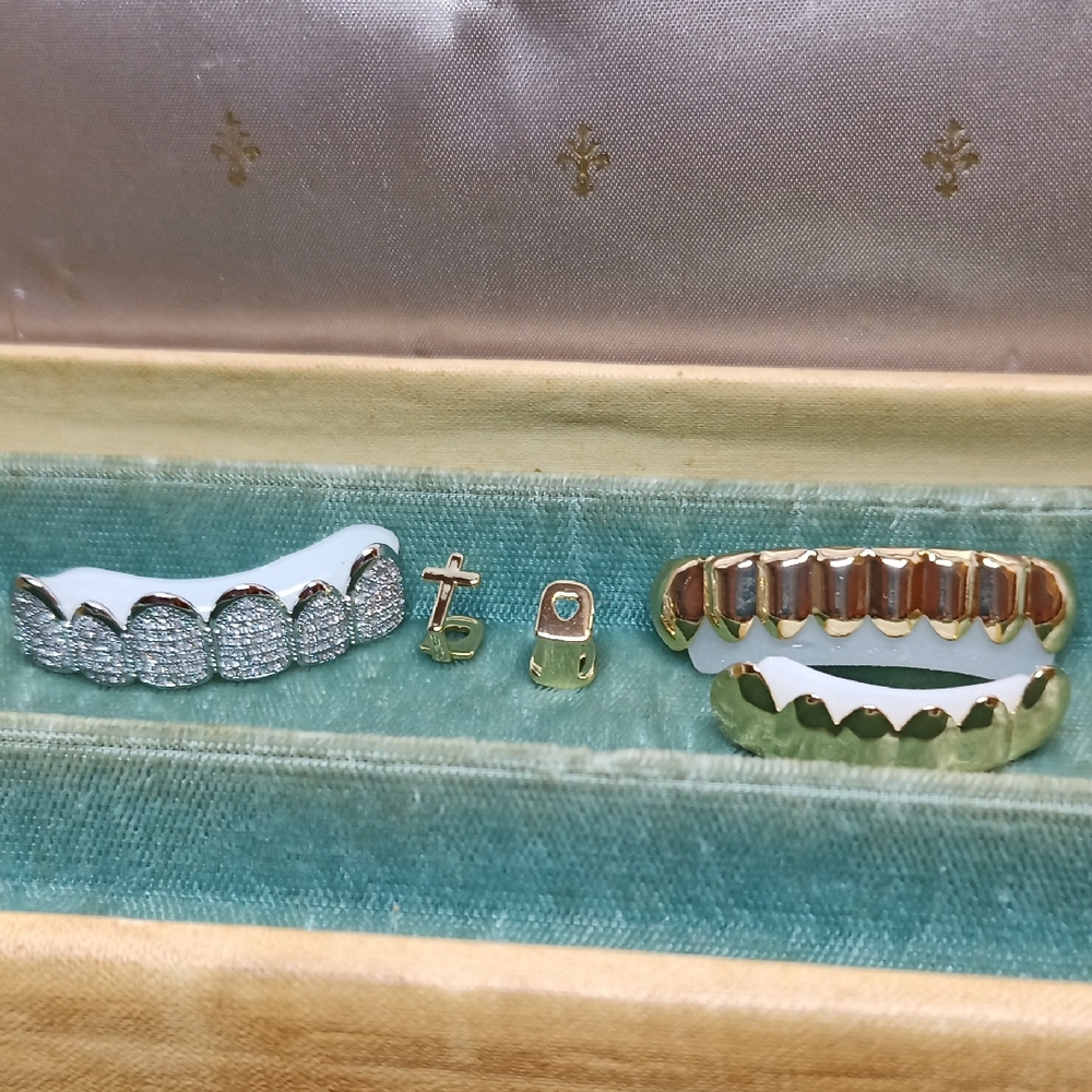 Gold and Silver Tone Hip Hop Grillz Set Rapper